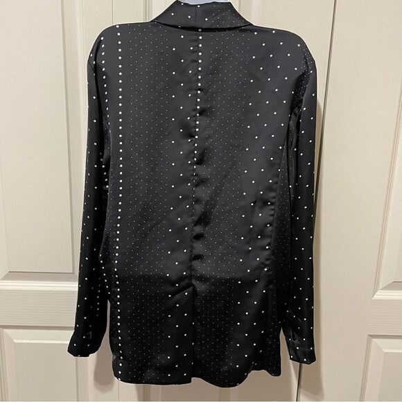 Victoria's Secret Satin Jacquard Bed & Evening Black White Polka Dot Blazer Med - Picture 6 of 13